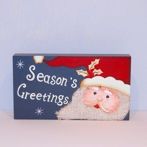 Santa Wooden Seasons Greetings Plaque/Hanging